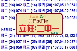 8/30(098)立柱:三重森二中一2018六合版旺旺~