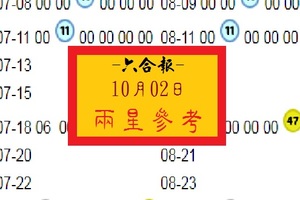 六合報爆參考一下2018兩星10月02日心水版