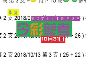 畢咸威猛今彩爆10月31日精彩2支強棒出擊