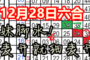 12月28日六合• 妹腳水!麥開就細麥開