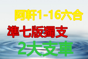 1月16日六合連準七版獨支*2大支車...