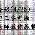 4月25日~六合彩~四中三參考版~陳老師教你抓數字!