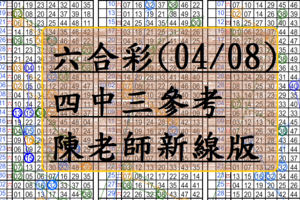 4月8日~六合彩~四中三參考~陳老師新線版~包君滿意