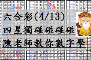 4月13日~六合彩~四星獨碰碰碰碰~陳老師教你數字學~