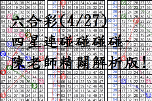 4月27日~六合彩~四星連碰碰碰碰~陳老師精闢解析版!