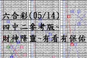 05月14日~六合彩~四中二參考版~財神降靈~有看有保佑~