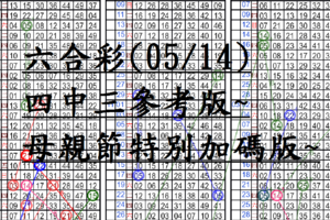 05月14日~六合彩~四中三參考版~母親節特別加碼版~