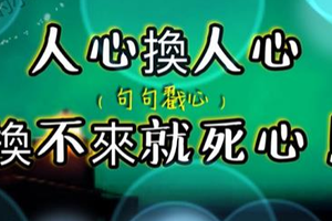 總有一些事情，讓你不經意就看清了人，看透了心！人心換人心，換不來就死心! 