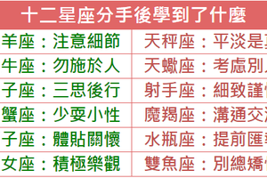 十二星座分手後學到了什麼 