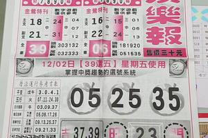 12/2-12/3  539娛樂報-今彩539參考