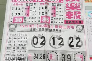 12/28-12/29  539娛樂報-今彩539參考