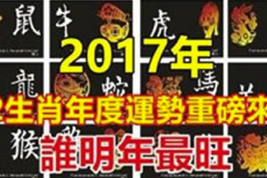 2017年12生肖年度運勢重磅來襲！誰明年最旺？ 