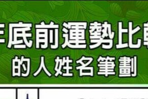 今年年底前運勢比較低迷的人姓名筆劃