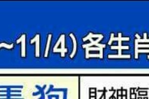 情況緊急~【10/29~11/4  各生肖的整體運勢】看看你旺不旺？