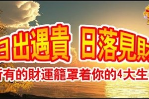 日出遇貴，日落見財！所有的財運籠罩著你的4大生肖。。 