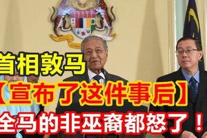 首相敦马【宣布了这件事后】 全马的非巫裔都怒了！