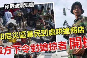 最新!!【印尼地震海啸】军人下令对抢掠者开枪 !! 灾区暴民无法无天到处哄抢，华人商家又遭殃~~印尼政府终于出手了