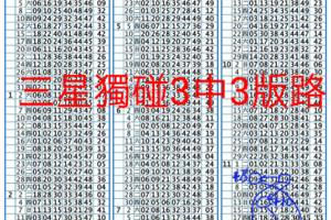 12/3六合彩三星獨碰必用版路3中3