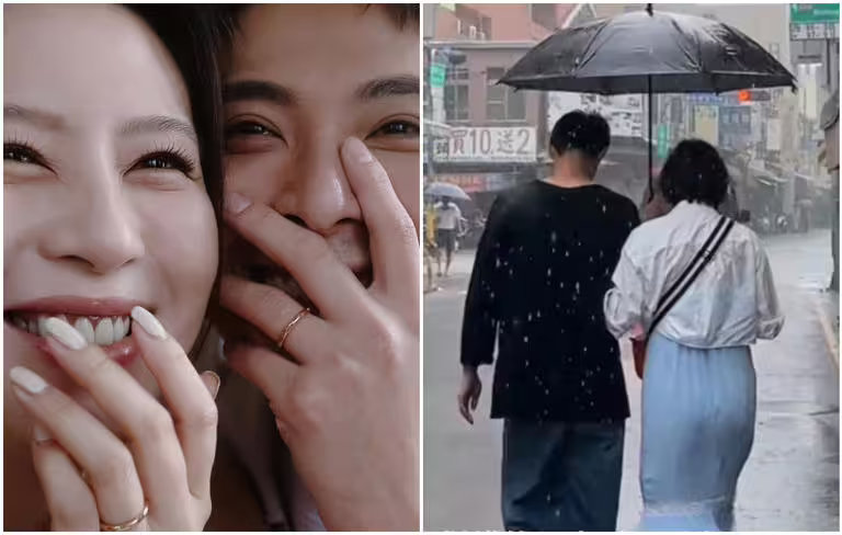 連晨翔在大雨中陪劉品言喝牛肉湯。(圖/IG@esther88、yuweiiv) 連晨翔在大雨中陪劉品言喝牛肉湯。(圖/IG@esther88、yuweiiv)