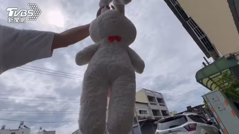 男掃光10家全家「妮妮兔抱枕」。(圖／TVBS)