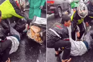 外送員冒雨送餐遭雷擊！身上護身符也遭劈壞