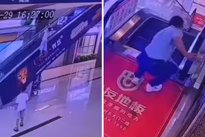 男童攀爬商場手扶梯　遭拖曳至高空