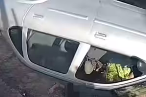 阿嬤開車轉彎煞不住 他破窗噴飛被重壓 阿嬤開車轉彎煞不住 他破窗噴飛被重壓
