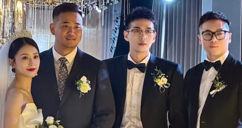 伴郎超帥！「霸道總裁系帥照瘋傳」搶盡新郎風頭　「摘下眼鏡超大反差」本尊驚人身分曝光