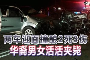 两车迎面撞酿2死3伤 华裔男女活活夹毙 