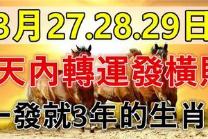 這些生肖，3月27.28.29日 3天內轉運發橫財，一發就3年！