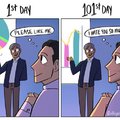 6張超寫實上班族「第1天vs第101天」漫畫，貼切到讓人忍不住大喊就是我！