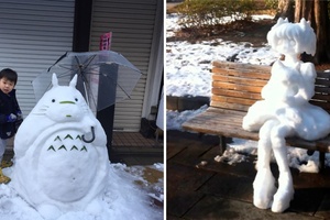 東京居民被大雪困住「太無聊開始堆雪人」，路上滿滿神作「超Q龍貓本尊」逼真到全球讚翻！