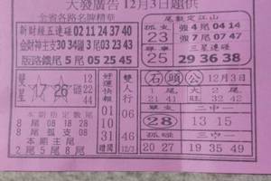 12/3 大發廣告   六合參考