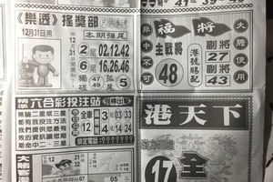 12/31 港天下  六合參考