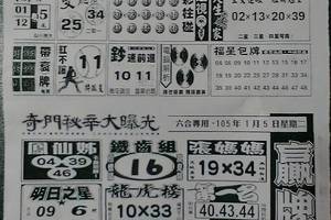 1/5 贏牌  六合參考