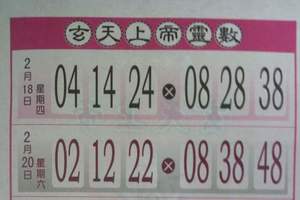 2/20 玄天上帝靈數   六合參考