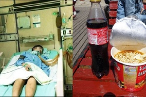 男子消夜吃了「泡麵＋可樂」，結果起床吐血差點沒命......醫生警告：這會猝死！