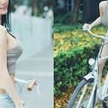 逆天身材美腿+臉蛋+腰瘦的白皙電眼正妹~Crystal Lee~這樣騎腳踏車 怎麼受得了啊！ 