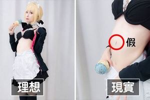 日本網友公開超爆笑的Cosplay攝影「理想 VS 現實」對比圖，為了視覺效果連肚臍也可以造假！