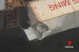 陽明海運83貨櫃被打翻　衛生棉、口罩飄澳洲外海