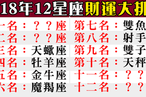 十二星座「2018年財運」排行榜，誰會在新的一年變身大富豪！