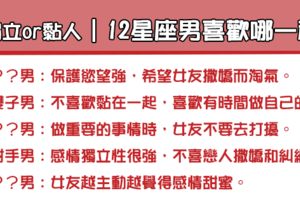 「獨立女友vs黏人女友」！12星座男喜歡哪一種女友！