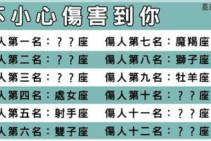 神經太大條，總不小心傷人不自知！十二星座你中槍了嗎！第一名你們怎麼看！