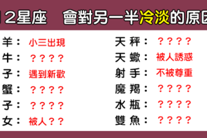 「不是不愛了，只是心累了」！12星座 「冷淡」另一半的原因！