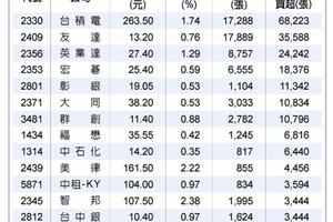 台積電領軍 15檔權值股撐盤