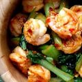 豆瓣蝦仁炒菜心 這是一道很常見的中式家常菜