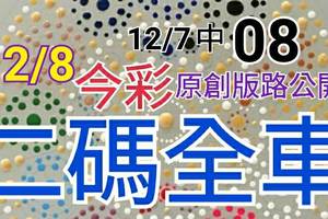 12/8 金彩539  原創版路分享 12/7 中 08  精選二星 有錢大家賺 參考看看 不強求! !