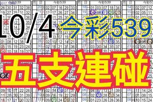 10/4 今彩539 自創版路 五支連碰 供您參考 !