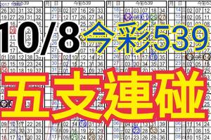 10/8 今彩539 自創版路 10/6中01 五支連碰 供您參考 !