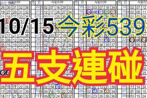 10/15 今彩539 自創版路  五支連碰 供您參考 !